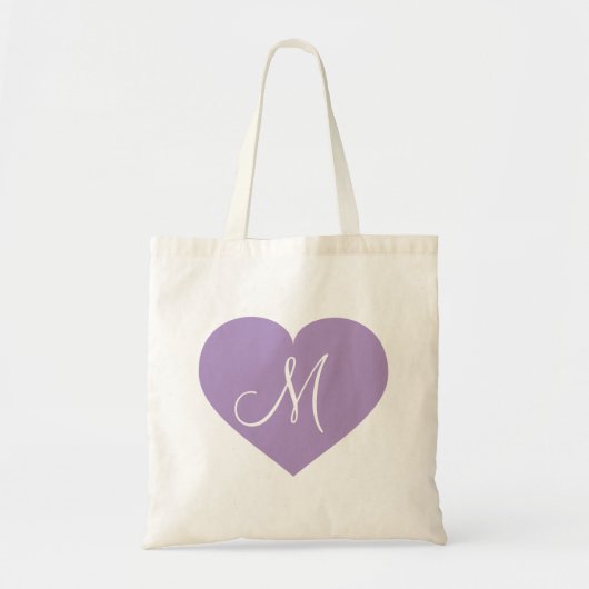 Monogram Lavender Heart Tote Bag (Voorkant)