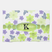 Monogram lavender Mint Spring Flowers Theedoek (Horizontaal)