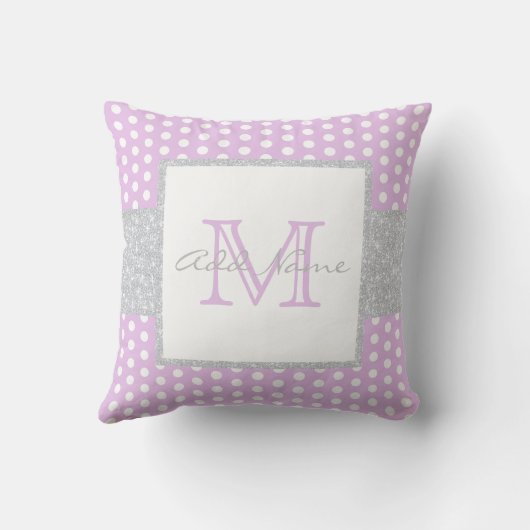Monogram Lavender Paars Polka Dot Baby Boy Pillow Kussen (Achterkant)