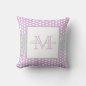 Monogram Lavender Paars Polka Dot Baby Boy Pillow Kussen (Voorkant)