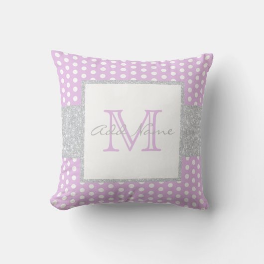 Monogram Lavender Paars Polka Dot Baby Boy Pillow Kussen (Voorkant)