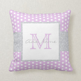 Monogram Lavender Paars Polka Dot Baby Boy Pillow Kussen