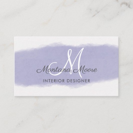Monogram Lavender Paars Script Professional Visitekaartje (Voorkant)