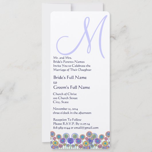 Monogram Lavender Periwinkle Wedding Kaart (Voorkant)