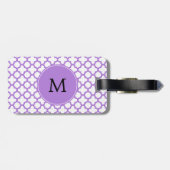 Monogram Lavender Quatrefoil Patroon Bagagelabel (Achterkant horizontaal)