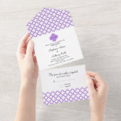 Monogram Lavender Quatrefoil Patroonrepetitie Alle All In One Uitnodiging (Afscheurbaar)