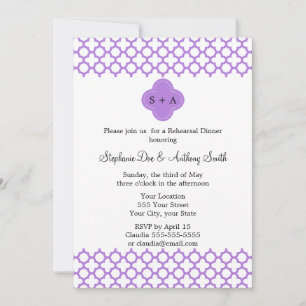 Monogram Lavender Quatrefoil Patroonrepetitie Kaart