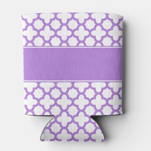Monogram Lavender Quatrefoil Pattern Weddenschap Blikjeskoeler (Achterkant)