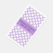 Monogram Lavender Quatrefoil Pattern Weddenschap Servet (Hoek)