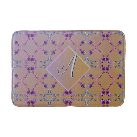 Monogram Lavender Roos Heart Blush Bath Set Badmat (Voorkant)