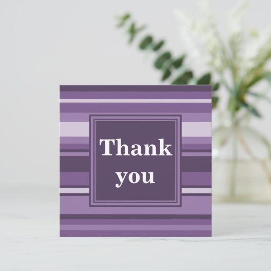 Monogram Lavender strepen Bedankkaart (Staand voorkant)