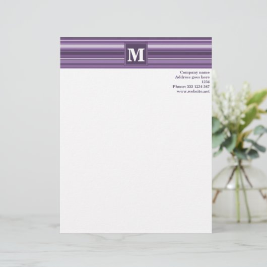 Monogram Lavender strepen Briefhoofd (Staand voorkant)