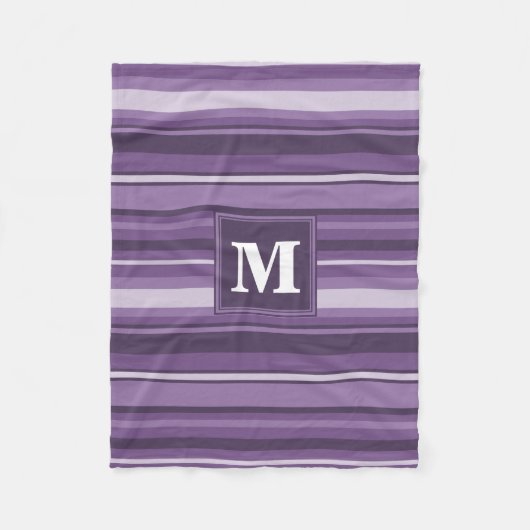 Monogram Lavender strepen Fleece Deken (Voorkant)