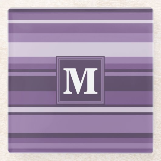 Monogram Lavender strepen Glazen Onderzetter (Voorkant)