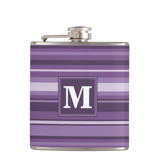 Monogram Lavender strepen Heupfles (Voorkant)