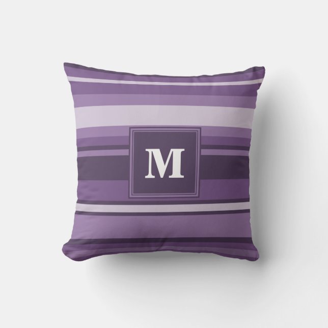 Monogram Lavender strepen Kussen (Voorkant)