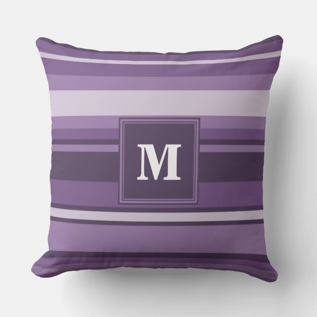 Monogram Lavender strepen Kussen (Voorkant)