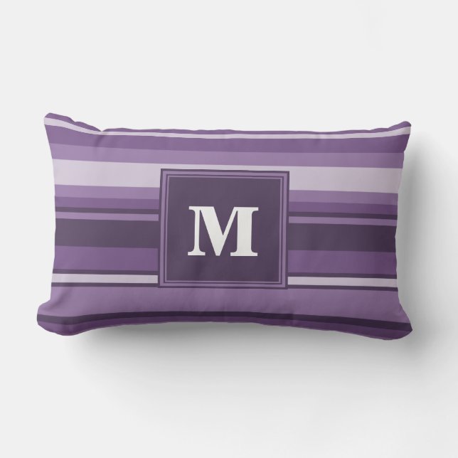 Monogram Lavender strepen Kussen (Voorkant)