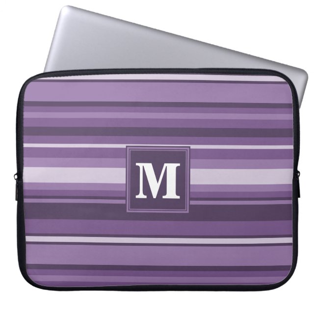 Monogram Lavender strepen Laptop Sleeve (Voorkant)