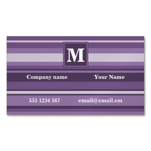 Monogram Lavender strepen Magnetisch Visitekaartje (Voorkant)