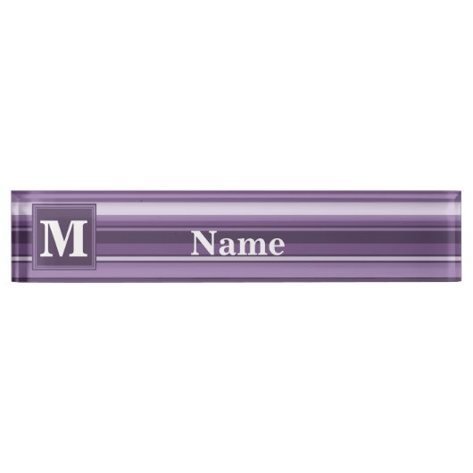 Monogram Lavender strepen Naambordje (Voorkant)