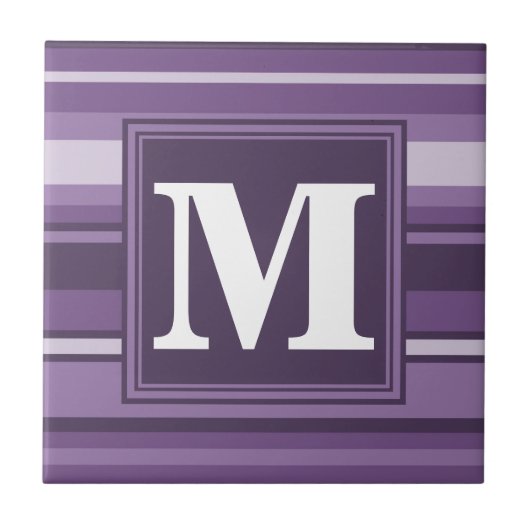 Monogram Lavender strepen Tegeltje (Voorkant)