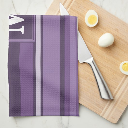 Monogram Lavender strepen Theedoek (Quarter Fold)