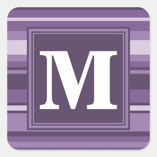 Monogram Lavender strepen Vierkante Sticker (Voorkant)