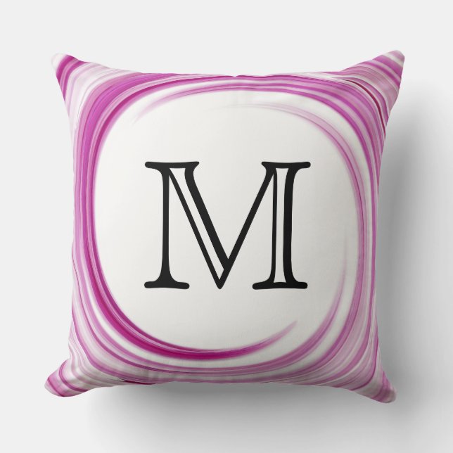 Monogram Lavender Swirl Abstract Kussen (Voorkant)