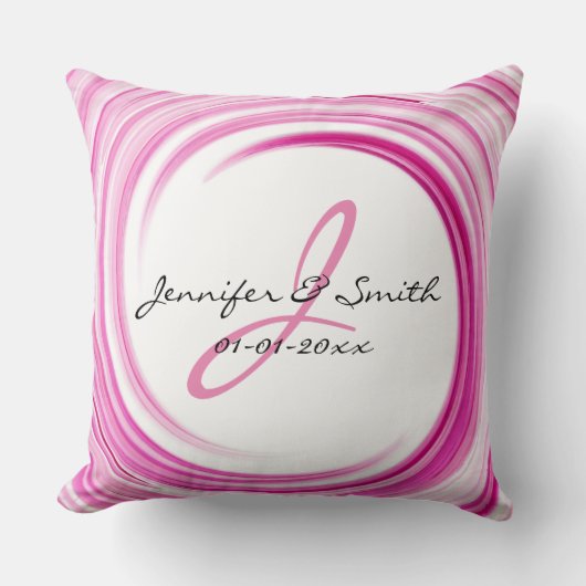 Monogram Lavender Swirl Abstracte Art Kussen (Voorkant)