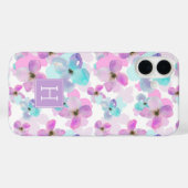 Monogram lavender Waterverf Flowers Case-Mate iPhone Case (Achterkant (horizontaal))