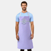 Monogram Lavender & White Polka Dot Kitchen Schort (Gedragen)