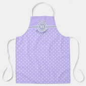 Monogram Lavender & White Polka Dot Kitchen Schort (Voorkant)
