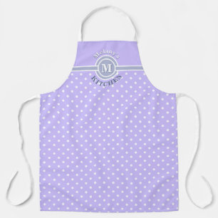 Monogram Lavender & White Polka Dot Kitchen Schort