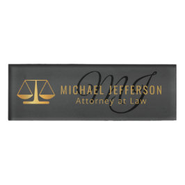 Monogram Lawyer - Black and Gold Naambadge