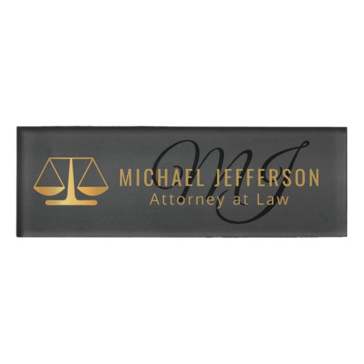 Monogram Lawyer - Black and Gold Naambadge (Voorkant)