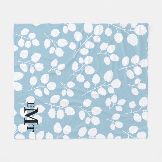 Monogram Leaf Pattern Fleece Blanket Deken (Voorkant (Horizontaal))
