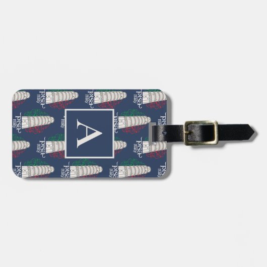 Monogram Leaning Tower of Pisa Italy Bagagelabel (Voorkant horizontaal)