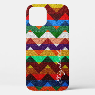 Monogram leder Colorful Chevron Stripes #17 Case-Mate iPhone Case