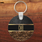 Monogram leder en luipspatroon sleutelhanger (Voorkant)