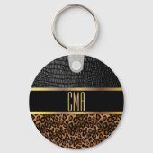 Monogram leder en luipspatroon sleutelhanger (Achterkant)