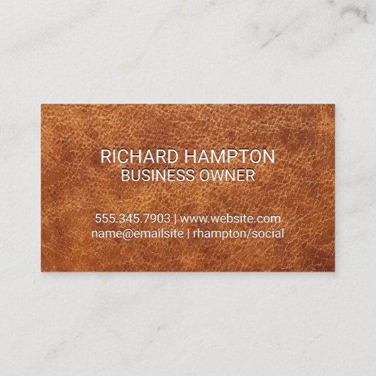 Monogram | Leder en metaal Visitekaartje (Achterkant)