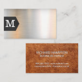 Monogram | Leder en metaal Visitekaartje (Voorkant / Achterkant)