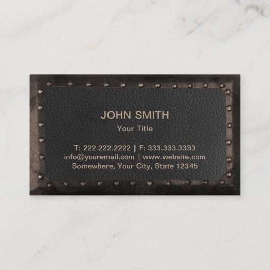 Monogram  leder en metaal voor de bouw visitekaartje (Achterkant)