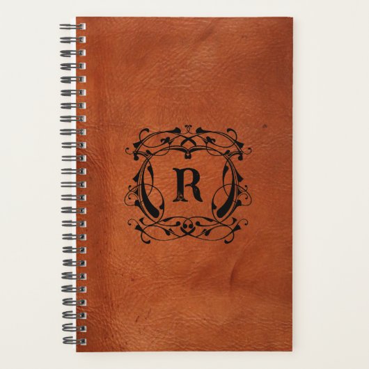 Monogram leder-kijk met spiraalvormige bindingen planner (Voorkant)