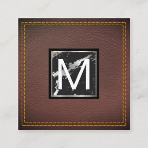 Monogram   Leder   Marmer Metal Trim Vierkante Visitekaartje