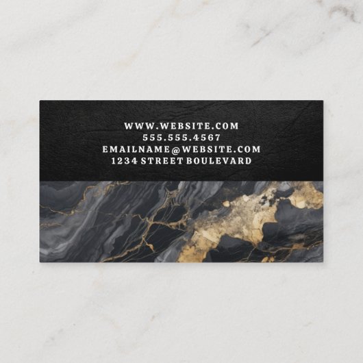 Monogram | Leer | Marmeren textuur Visitekaartje (Achterkant)
