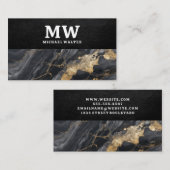 Monogram | Leer | Marmeren textuur Visitekaartje (Voorkant / Achterkant)