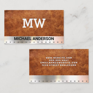 Monogram   Leer   Metaal Visitekaartje