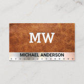 Monogram | Leer | Metaal Visitekaartje (Voorkant)